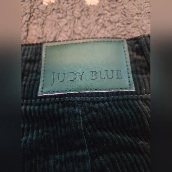 Judy Blue Corduroy Pants Women Sz 5/27 Wide Leg High Rise Emerald Green Stretch - Picture 10 of 12